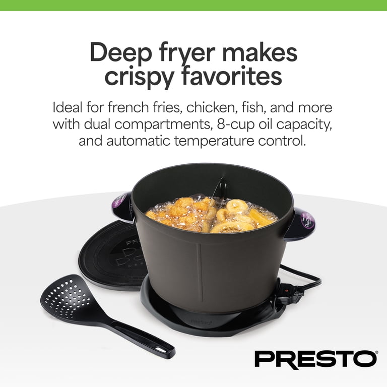Presto, Electric Deep Fryer, Dual capacity, Nonstick, Black