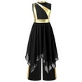thumbnail image 4 of Aislor Girls Sleeveless Praise Dance Dress Metallic Gold Liturgical Worship Tunic with Wide Leg Pants Set Black 14, 4 of 8