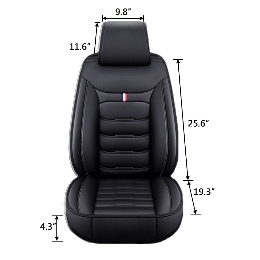 TIANLAIMEI Leather Car Seat Covers Full Set Front and Rear Bench Backrest Seat Cover Set Universal Fit for Sedan SUV Truck Black/Red Line