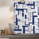 thumbnail image 2 of Navy and White Cortina de ducha azul Stall, cortinas azules y blancas, cortina de ducha moderna para duchas y bañeras de baño, 72 x 72 pulgadas de largo, ganchos incluidos, 2 of 5