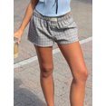 thumbnail image 4 of Musuos Women’s Casual Plaid Shorts Button Front Elastic Waist Lounge Shorts Summer Bottoms Boxer Shorts, 4 of 8