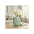 thumbnail image 4 of Decorative Stripe Ceramic Vase for Home Decor - Sculptural Flower Vase for Table, Living Room Decor and Bedroom Placement - Modern Accent for Office Shelf, Room Display, or House Styling - 8", Green, 4 of 12