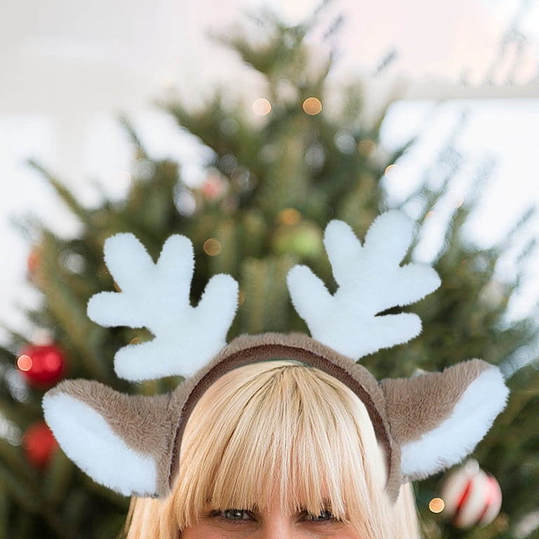 Christmas Deer Ear Headband, Faux Fur Animal Ears, Soft  display picture 2