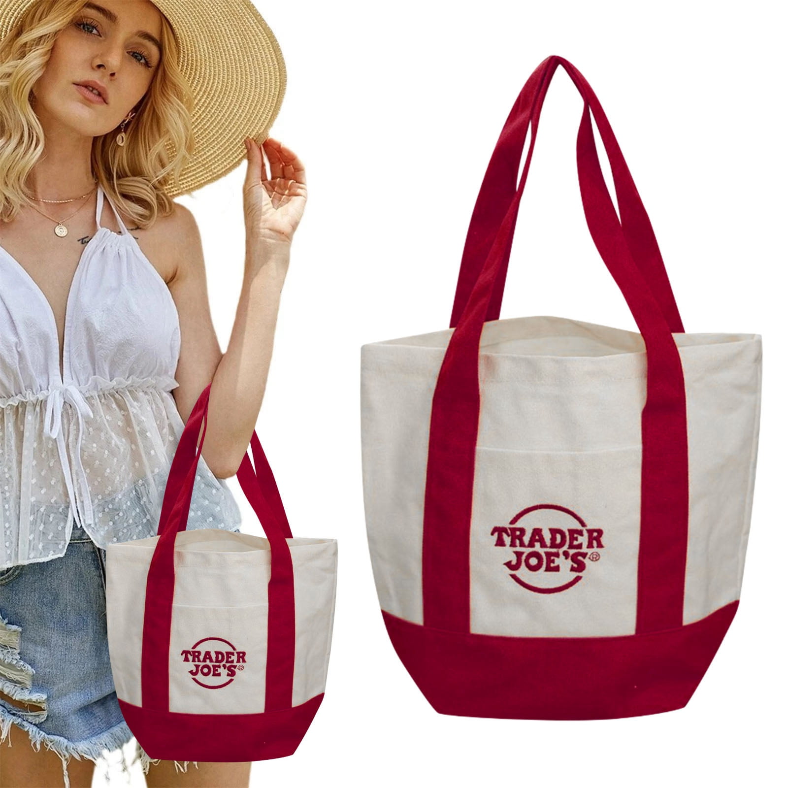 Trader Joe's Pastel Mini Canvas Tote Bag, 2025 LIMITED