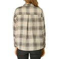 thumbnail image 3 of INSPIRE CHIC Women's Plaid Shirts Button Down Long Sleeve Pockets Oversized Tunics Blouse XS Beige, 3 of 6