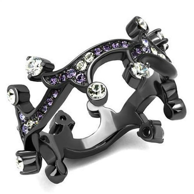 Alamode TK2780-5 Bague en Acier Inoxydable Noir Clair pour Femmes avec Grade AAA CZ en Transparent - Taille 5