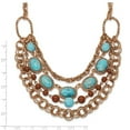 thumbnail image 2 of Copper-tone Aqua and Brown Beads Multistrand 16inch With Ext Necklace - 57.6 Grams, 2 of 2