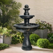 2 Tiered Floor Waterfall Fountain with Pump for Outdoor Patio Garden