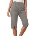 thumbnail image 4 of Luvrsol Capris for Women with Pockets Loose-Fit Linen-Cotton Drawstring Straight-Leg Casual Pants, Size S-2XL, 4 of 9