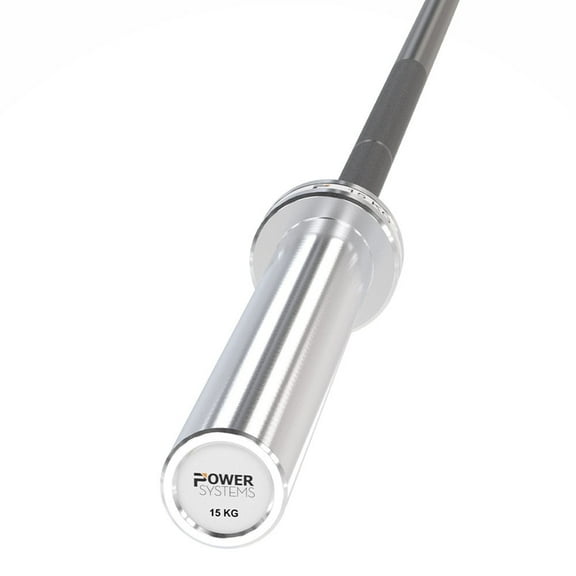 Power Systems 15kg Women’s Hybrid Olympic Barbell, 79" Black Zinc & Stainless Steel Weight Bar
