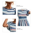 thumbnail image 4 of Casual Summer Dress, Summer Dress Stripe Printed Medium Length Simple  For Parties For Girls Blue L, 4 of 5