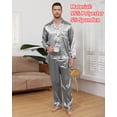 thumbnail image 6 of Mens Silk Pajamas Set Long Sleeve Satin Pajamas Set for Men 2 Piece Mens Button Down Pajamas Set with Long Pants Mens Silk Loungewear Sets with Pockets, S-XXL, 6 of 13