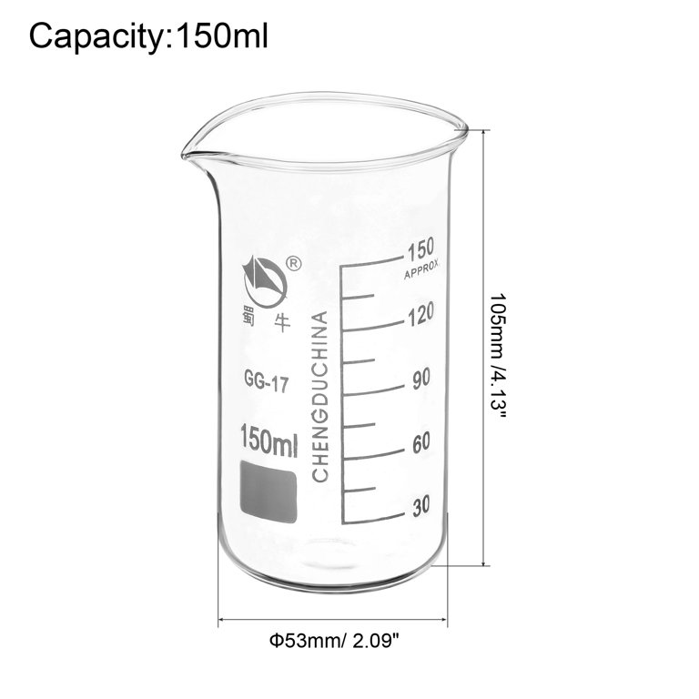 3Pcs 100ml 150ml 250ml Beaker Set Graduated Borosilicate Glass