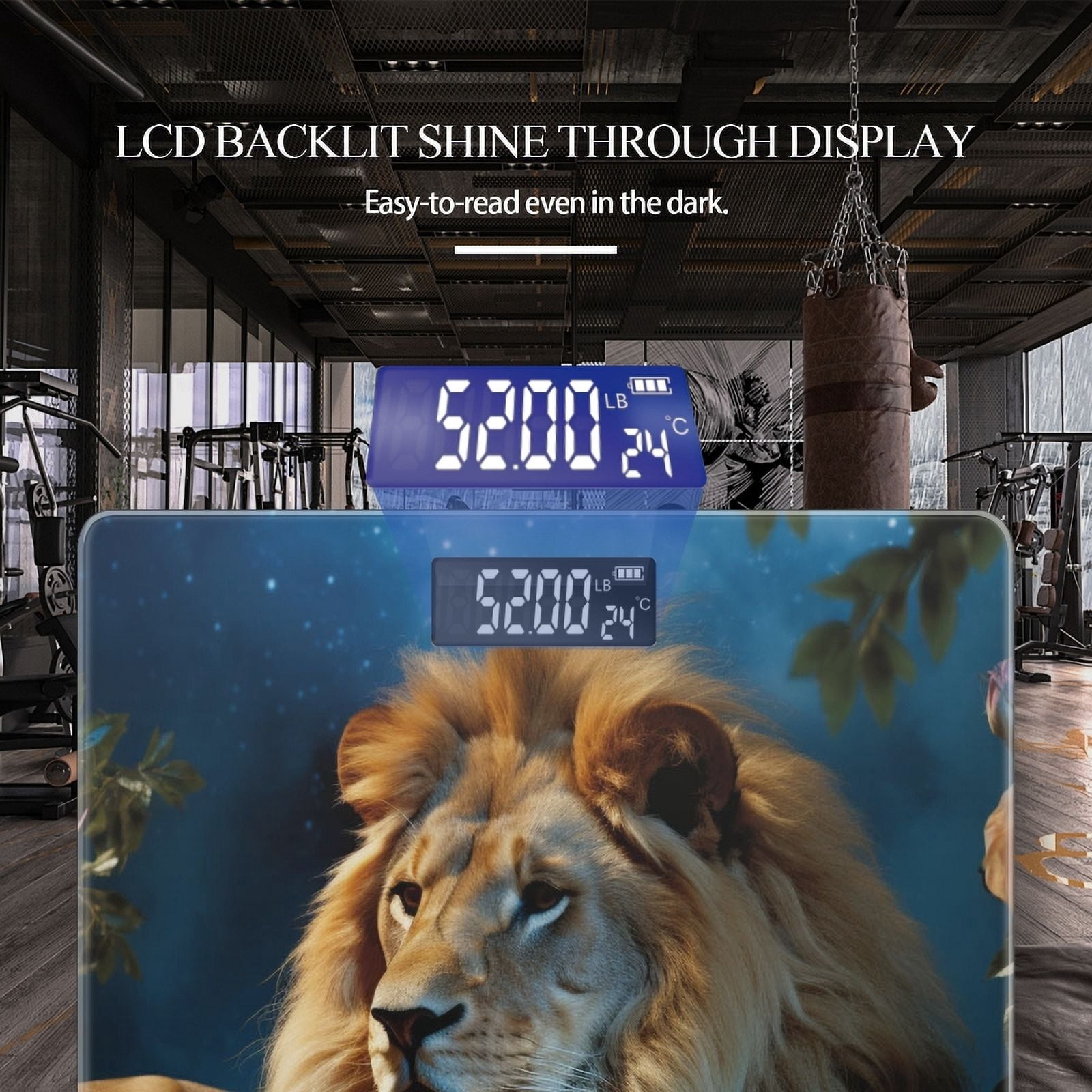 High Precision Body Weight Scale Smart Bathroom Scales with Large LCD Display(400lbs),Decorative for Bedroom-Beautiful Lion Resting In The Night Surrounded By Beautiful Roses
