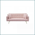 thumbnail image 5 of 71.7-Inch Pink Teddy Fleece Sofa Bed with 2 Throw Pillows | Teddy | Cushion Back | Square Arms, 5 of 9