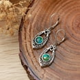 thumbnail image 4 of Vakki Celtic Knot Turquoise Earrings for Women, Vintage 925 Sterling Silver Dangle Earrings Leverback Earrings with Heart Knot Design, 4 of 5