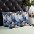 thumbnail image 3 of Waterproof Outdoor Throw Pillows with Inserts 12"x20", Navy Blue Ombre Feather Soft Decorative Pillowcases for Couch Bedroom, Modern Art Leaves Pillow Covers for Sofa Living Room, 3 of 8
