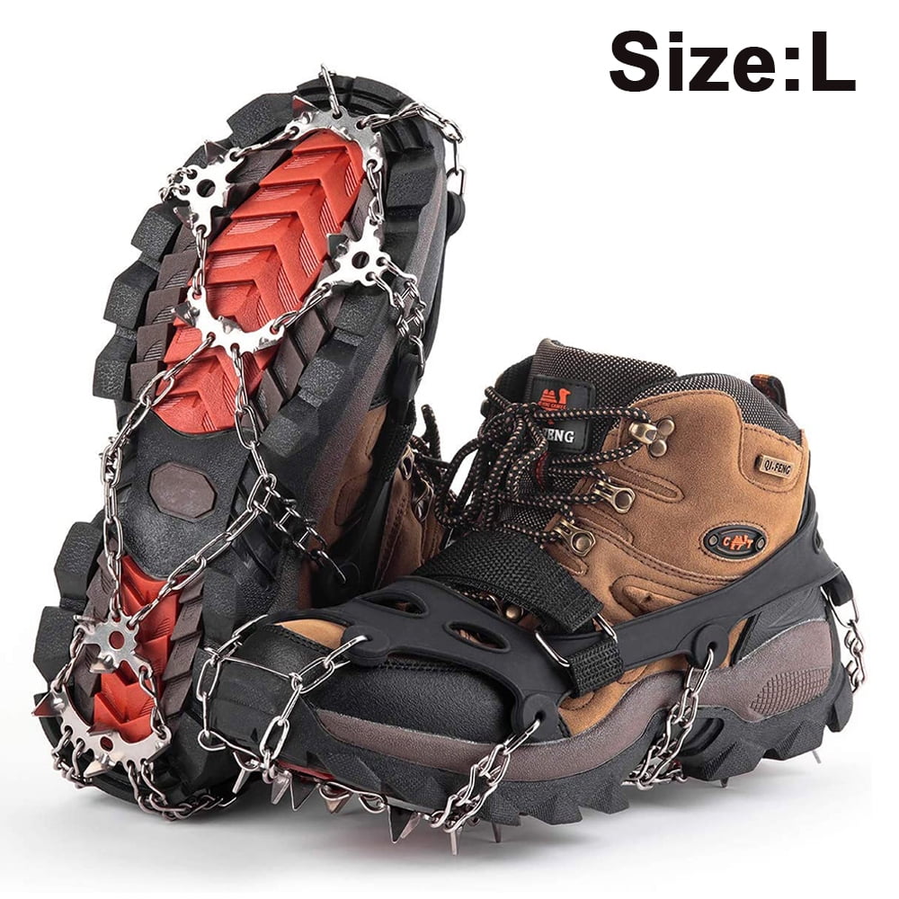 Seydrey Ice Snow Grips,Crampons,Ice Cleats Traction Snow Grips for Boots Shoes Women,Men,Kids Anti Slip with 19 Stainless Steel Spikes for Walking,Jogging,Climbing and Hiking