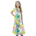 thumbnail image 6 of Fjofpr Girls Dresses $ 10.00 Toddler Kids Girls Cute Gradient Print Short Sleeve Stretchy Pocket Dress A Line Long Dress（4-14Years）, 6 of 9