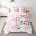 thumbnail image 2 of Homewish Cute Rustic Flower 7-Piece Twin Bedding Sets,Country Botanical Bedding Comforter Set,Pink Geometric Checkered Sheet Sets For Girls Kids,Breathable Home Decor Reversible, 2 of 8