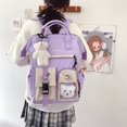 thumbnail image 4 of Women Fashion Contrast Color Backpack Travel School Large Cute Knapsack (Green), 4 of 9