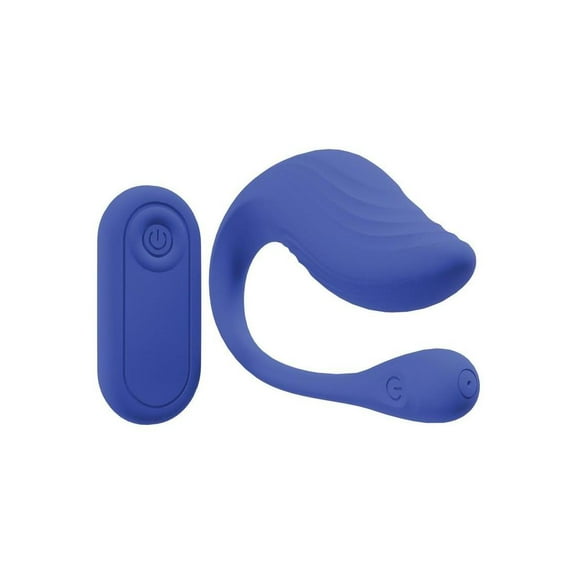 Loveline Velvet G-Spot 10 Function Rechargeable Silicone G-Spot Vibrator with Remote Control, Blue