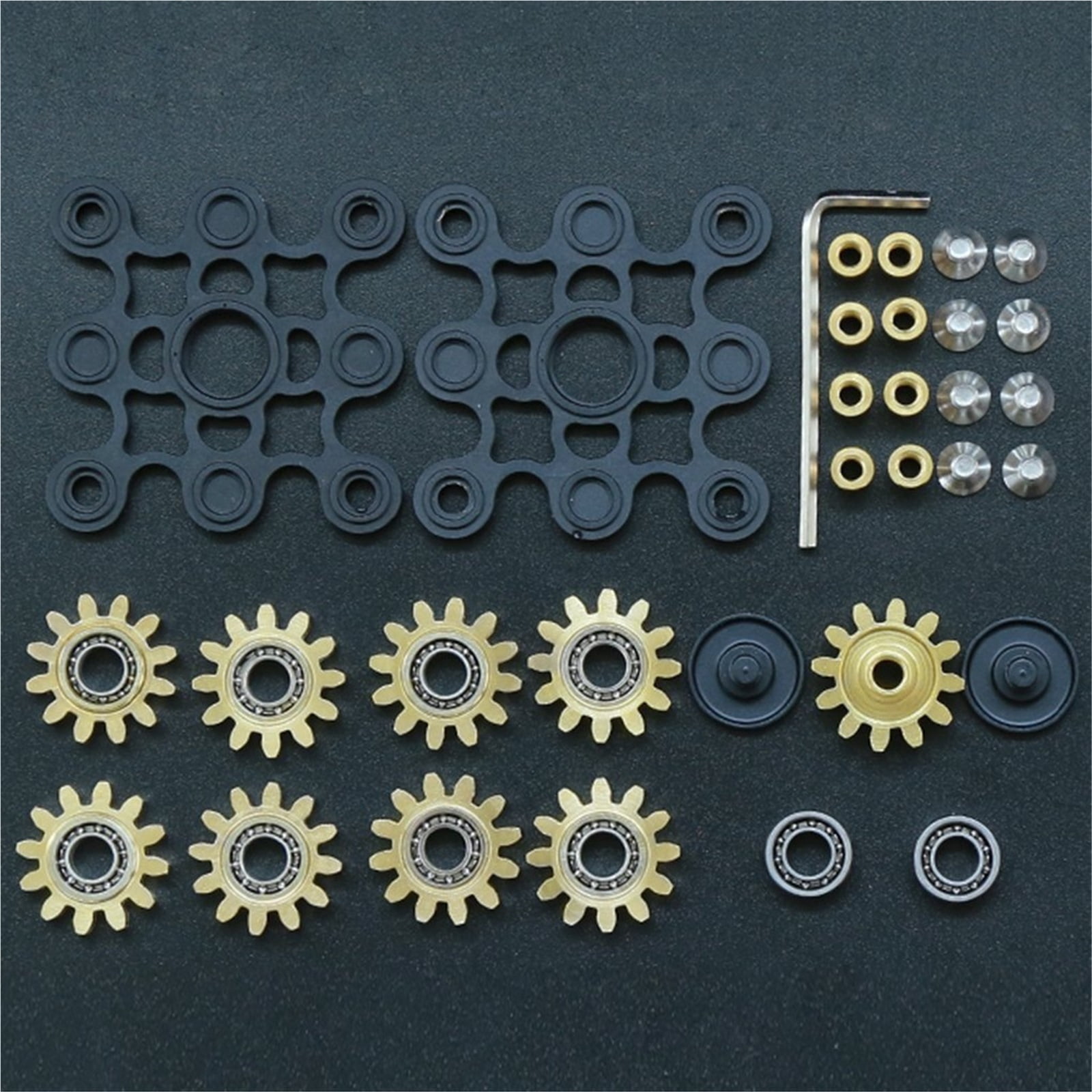 Pure Brass Fidget Spinner Gears Linkage Fidget Metal DIY Hand Spinner Spins Long Time EDC Focus Meditation Break Bad Habits ADHD with Multiple Premium Bearings (13 Bearings White)