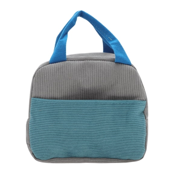 Unique Bargains 1 Pc Portable Insulated Lunch Tote for Work 9.06"x5.51"x7.87" Gray Blue
