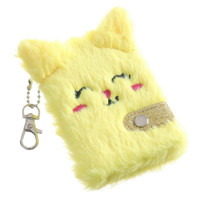 2 Pcs Plush Notebook 80 Pages Pendant Keychain Pocket Size Cute Cat Journal Book for Girls