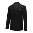 thumbnail image 2 of Cloudstyle Men's Solid Color Double-breasted Business Blazer, 2 of 12