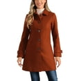 thumbnail image 1 of Abrigo de invierno para mujer con cuello Peter Pan, trench y abrigo de guisante en marrón y rojo, 1 of 6