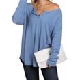 thumbnail image 2 of Doublju Women's Button Placket Long Sleeve Waffle Henley Top (S-3X), 2 of 4