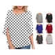 thumbnail image 5 of Camiseta de verano XXL blanca para mujer, para el trabajo y para uso informal, con estampado de lunares, manga dividida y holgada, 5 of 6