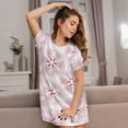 thumbnail image 3 of Easygdp Christmas Snowflakes Camisón de manga corta para mujer, informal, estampado, 3 of 6