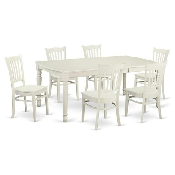 Atlin Designs 7-piece Wood Dining Table and Chair Set in Linen White