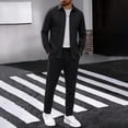 thumbnail image 2 of Zenithor Men's 2 Piece Linen Set Long Sleeve Button Down Shirts and Drawstring Straight Pants Casual Beach Vacation Outfits S-3XL, 2 of 8