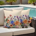 thumbnail image 3 of 2 Pack Outdoor Waterproof Throw Pillow Covers,Watercolor Flower Tropical Plant Decorative Square Patio Pillowcases for Chair Couch Sofa 16x16in, 3 of 9