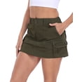 thumbnail image 5 of HDE Women's Micro Mini Mid Rise Cargo Skirt with Pockets Army Green L, 5 of 6