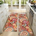 thumbnail image 4 of Kitchen Rugs Sets Of 2,Red Pioneer Flower and Paisley Pattern Anti Fatigue Kitchen Mat Rugs Non Slip Washable,Decorative Kitchen Floor Mats for Kitchen,Sink,Laundry,17"X47", 4 of 5