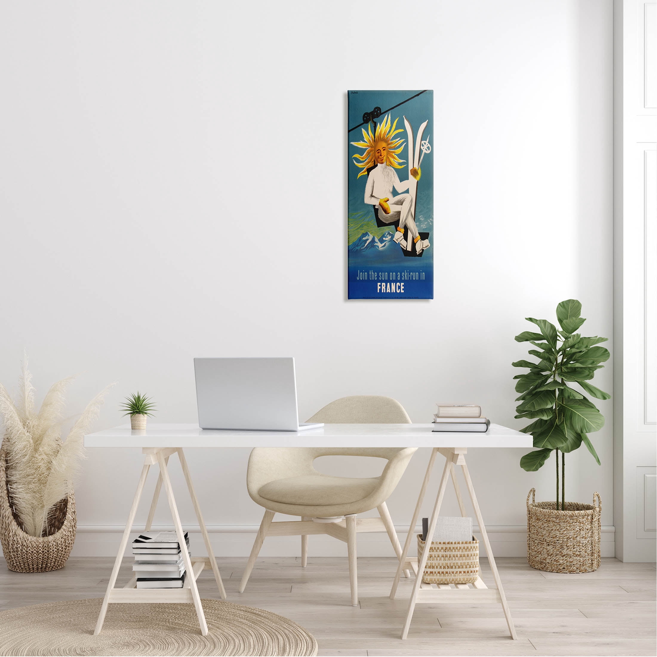 Stupell Industries Sun Skiing In France Phrase Graphic Art Gallery Wrapped Canvas Print Wall Art, Design by Marcus Jules