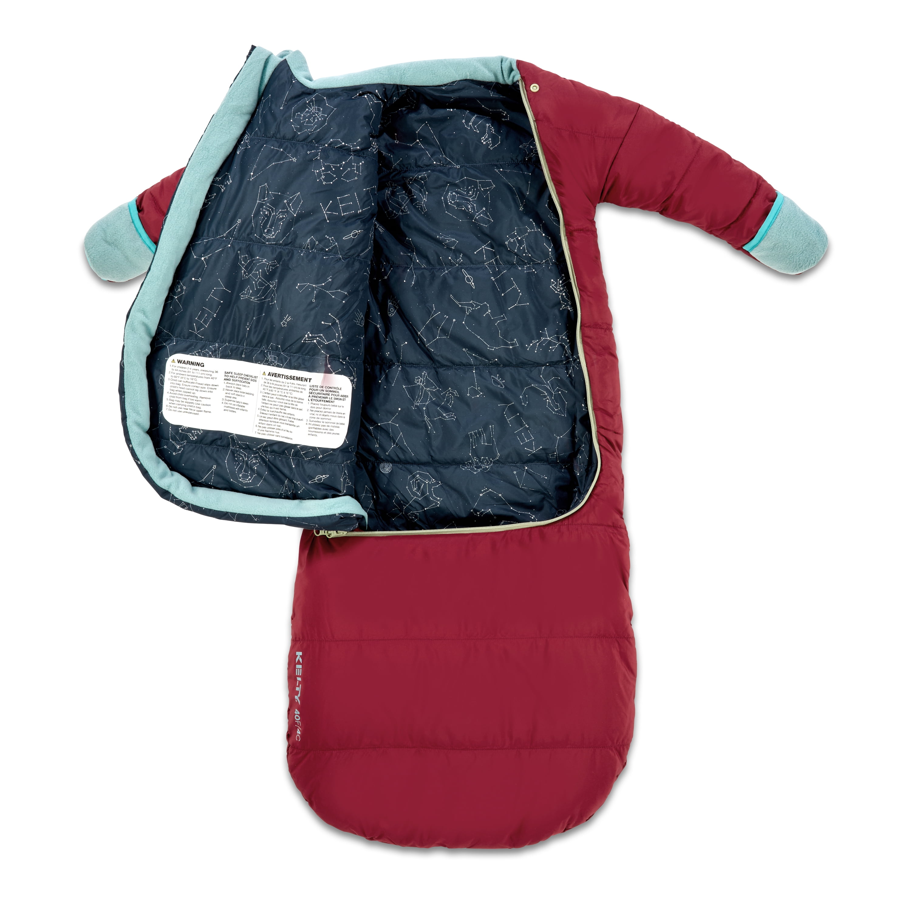 Kelty | Space Cadet 40° Degree Sleeping Bag for Infant 8-24M - Snuggly, Warm, and Cozy Sleeping Bag with Multi-Functional Design for Walking - Tibetan Red