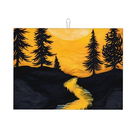 

Sigee Sunset River Pine Trees for Dish Drying Mat for Kitchen Counter Premium Kitchen Drying Mat 18 x 24 Dish Drying Pad