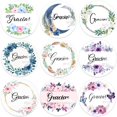 thumbnail image 3 of Pegatina de marco Floral de agradecimiento en Español, etiqueta de sello autoadhesiva, decoración de fiesta, Navidad, boda, Acción de Gracias, 3 of 4
