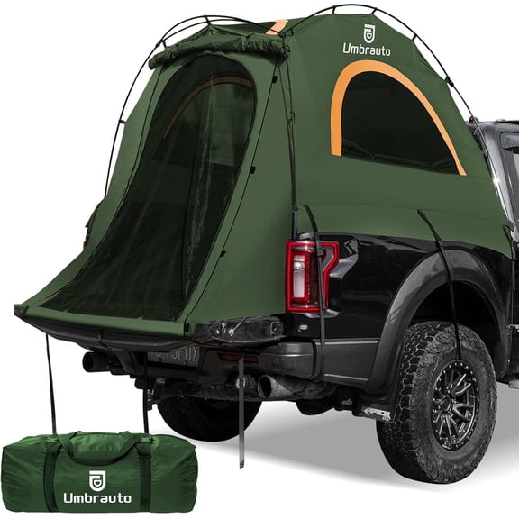Pickup Truck Bed Tent 5.5'-5.8' Truck Tent Double Layer Windows For All-Season Camping 3000mm Waterproof