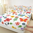 thumbnail image 3 of Feelyou Kids Spring Flower Queen Sheet Sets, Cute Butterfly Animal Flat Sheet, Leaf Botanical Plant Queen Fitted Sheet, Lightweight Room Decor, 4pcs, 3 of 7