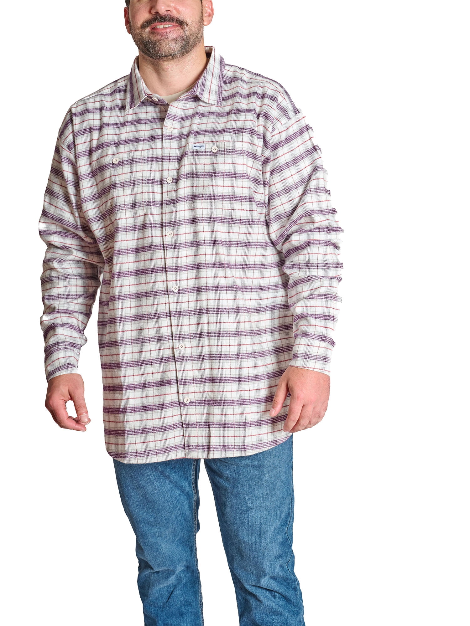 Wrangler Men's Big and Tall Plaid Flannel Shirt ,Big Size Up To 6XL And Tall Size Up To 4XT