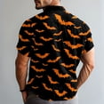 thumbnail image 4 of WTOBBY Men's Graphic Short Sleeve Shirt Casual Loose Fit Halloween Print Party Wear Cotton Blend Crew Neck Tee Holiday Celebration Costume Top,Saffron 2XL, 4 of 6