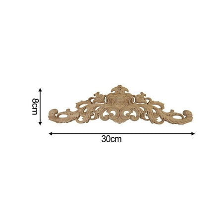 

JINGT Wooden Carved Applique Furniture Unpainted Mouldings Decal Onlay Home-Decor 30x8x0.8cm