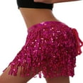 thumbnail image 3 of Jupe Ventre pour Femmes Jupe Mini à Franges Pailletées avec Sangles de Taille Réglables pour Danse Performance Rave Party, 3 of 7