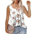 thumbnail image 5 of Njoeus Womens Tank Tops Summer T Shirts Floral / Printed Pleated Sleeveless Tunic Blouse Shirt Casual Loose Flare Tank Top S-XXL, 5 of 7